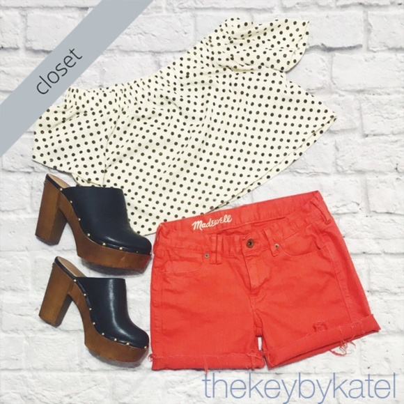 Madewell Pants - Madewell Red-Orange Distressed Jean Shorts